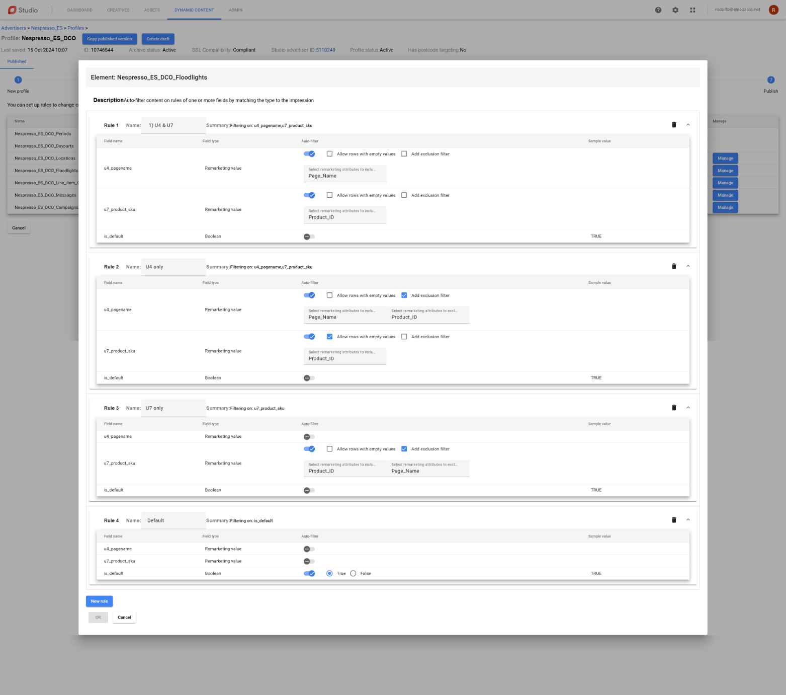Configuración en Studio para el sistema DCO Framework