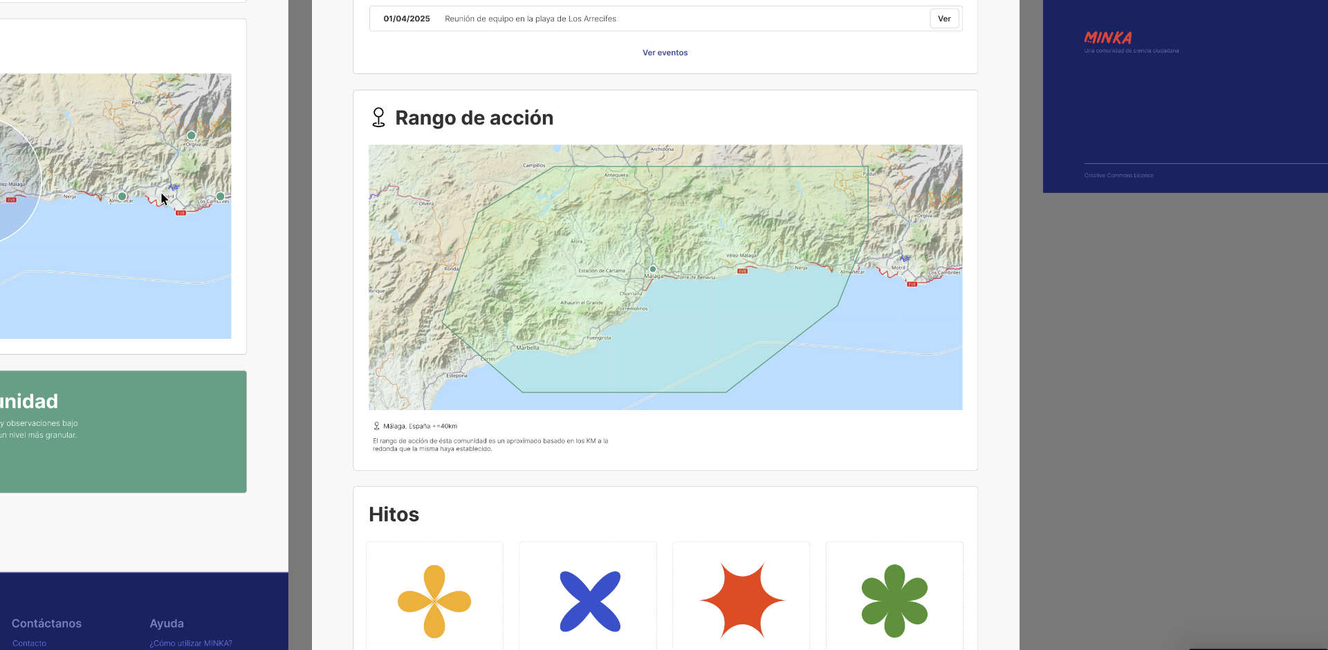 Prototipos de alta fidelidad sección de comunidades para MINKA
